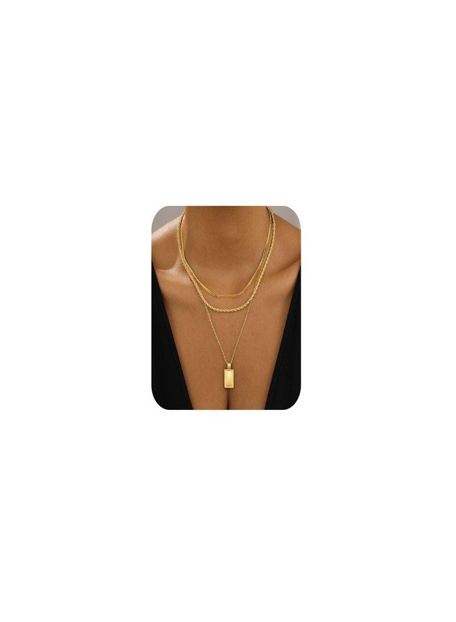 BBV Layered Gold Necklaces for Women Stackable Dainty 14K Gold Plated Silver Chain Necklace Layering Cute Fashion Pendant Choker Necklaces Trendy Jewelry Set Gifts for Women (Rope twist snake chain O-ring chain texture, golden) - Image 1